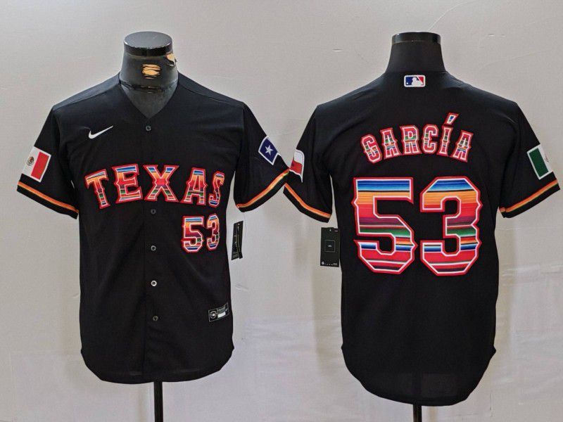 Men Texas Rangers 53 Garcia Black Fashion Nike Game MLB Jersey style 40